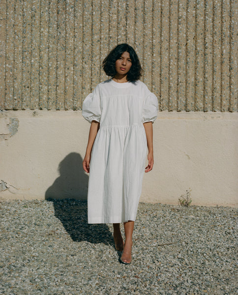 Full Sleeve Dress | White Gingham