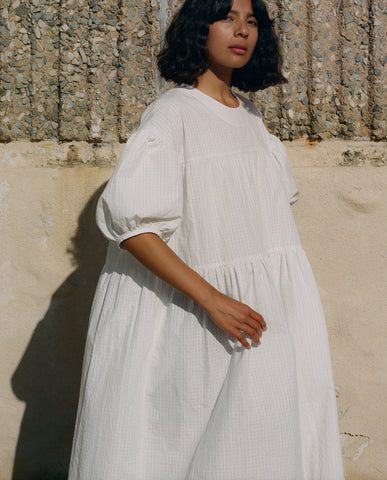 Full Sleeve Dress | White Gingham