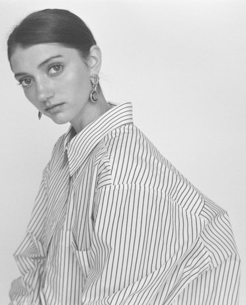 Button Up Shirt | Black and White Stripe